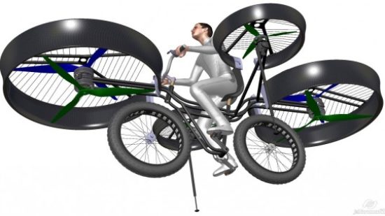 Fietsend over de files vliegen